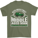 A Middle Aged Man With a 4x4 Off Roading Mens T-Shirt Cotton Gildan Military Green