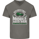 A Middle Aged Man With a 4x4 Off Roading Mens V-Neck Cotton T-Shirt Charcoal