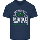 A Middle Aged Man With a 4x4 Off Roading Mens V-Neck Cotton T-Shirt Navy Blue