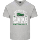 A Middle Aged Man With a 4x4 Off Roading Mens V-Neck Cotton T-Shirt Sports Grey
