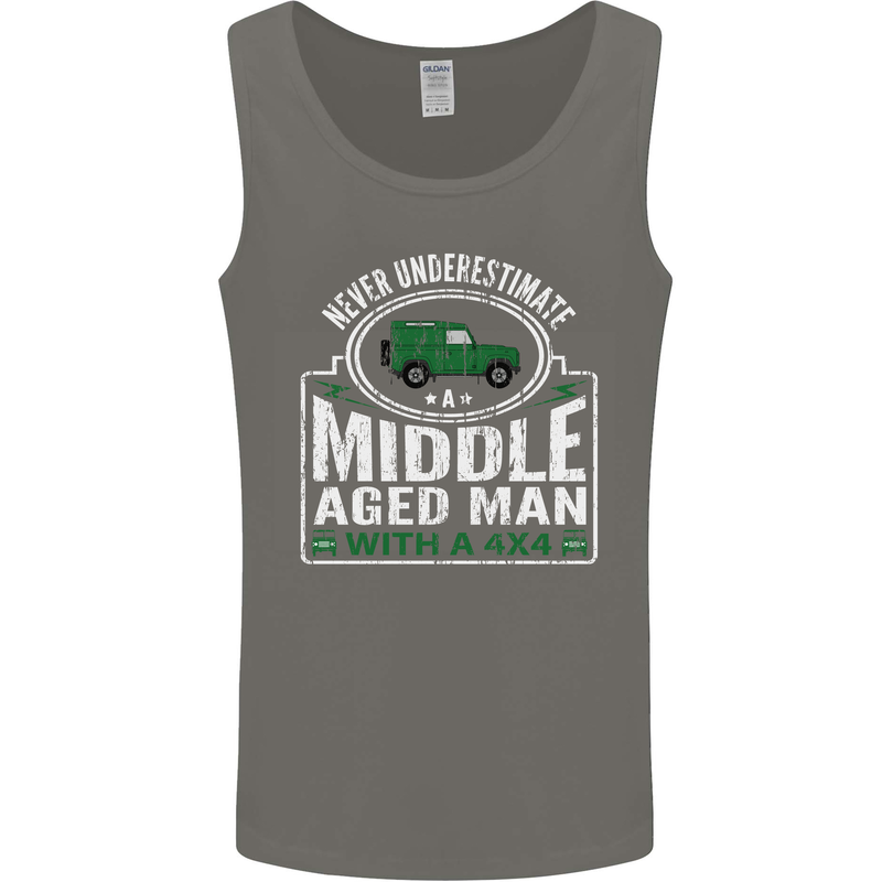 A Middle Aged Man With a 4x4 Off Roading Mens Vest Tank Top Charcoal