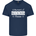 A Moment of Science Please Funny Geek Mens V-Neck Cotton T-Shirt Navy Blue