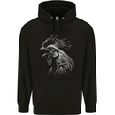 A Monochrome Rooster Farmer Farming Mens 80% Cotton Hoodie Black