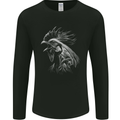 A Monochrome Rooster Farmer Farming Mens Long Sleeve T-Shirt Black