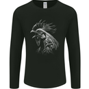A Monochrome Rooster Farmer Farming Mens Long Sleeve T-Shirt Black