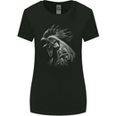 A Monochrome Rooster Farmer Farming Womens Wider Cut T-Shirt Black