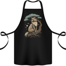 A Moon Cat Sitting on a Tree Fantasy Cotton Apron 100% Organic Black