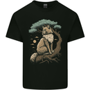 A Moon Cat Sitting on a Tree Fantasy Kids T-Shirt Childrens Black