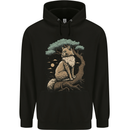 A Moon Cat Sitting on a Tree Fantasy Mens 80% Cotton Hoodie Black