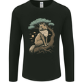 A Moon Cat Sitting on a Tree Fantasy Mens Long Sleeve T-Shirt Black