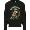 A Moon Cat Sitting on a Tree Fantasy Mens Sweatshirt Jumper Black