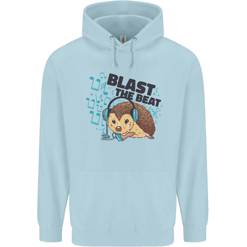 A Music DJ Hedgehog Headphones Dance Childrens Kids Hoodie Light Blue