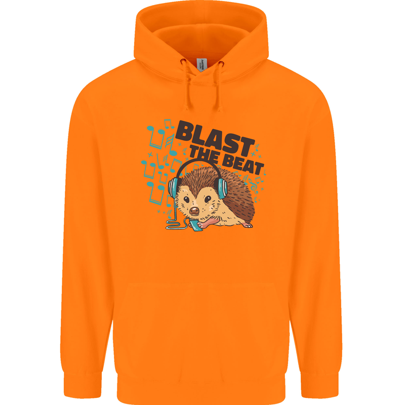 A Music DJ Hedgehog Headphones Dance Childrens Kids Hoodie Orange