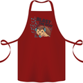 A Music DJ Hedgehog Headphones Dance Cotton Apron 100% Organic Maroon