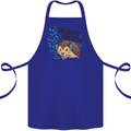 A Music DJ Hedgehog Headphones Dance Cotton Apron 100% Organic Royal Blue