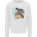 A Music DJ Hedgehog Headphones Dance Kids Sweatshirt Jumper White