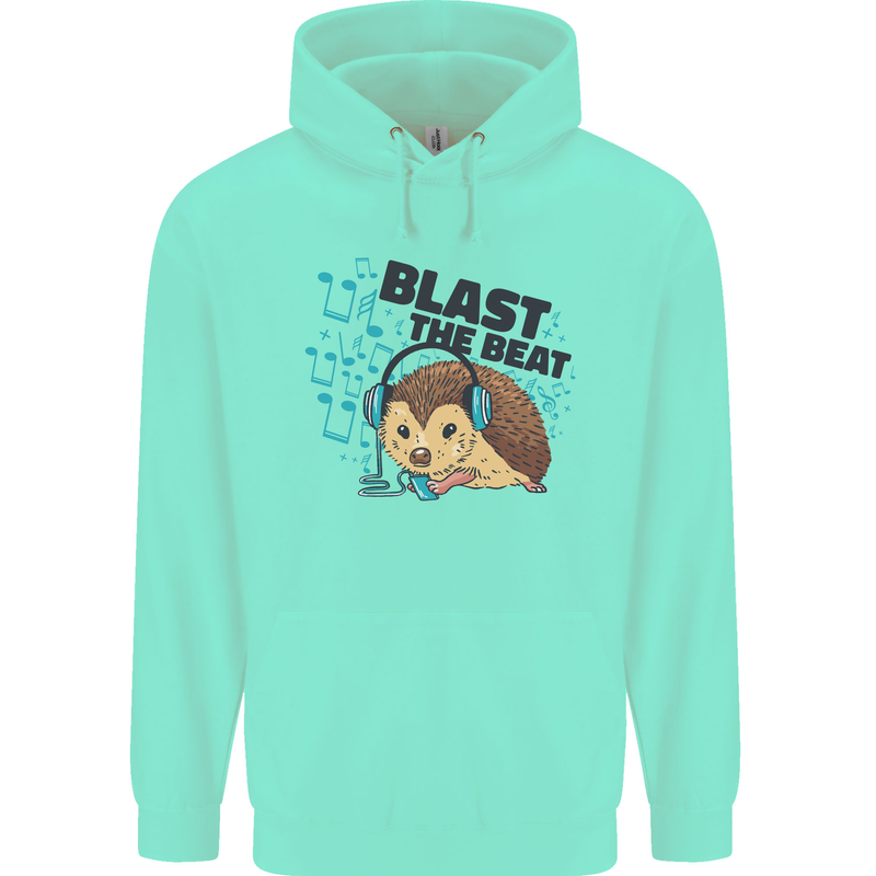 A Music DJ Hedgehog Headphones Dance Mens 80% Cotton Hoodie Peppermint