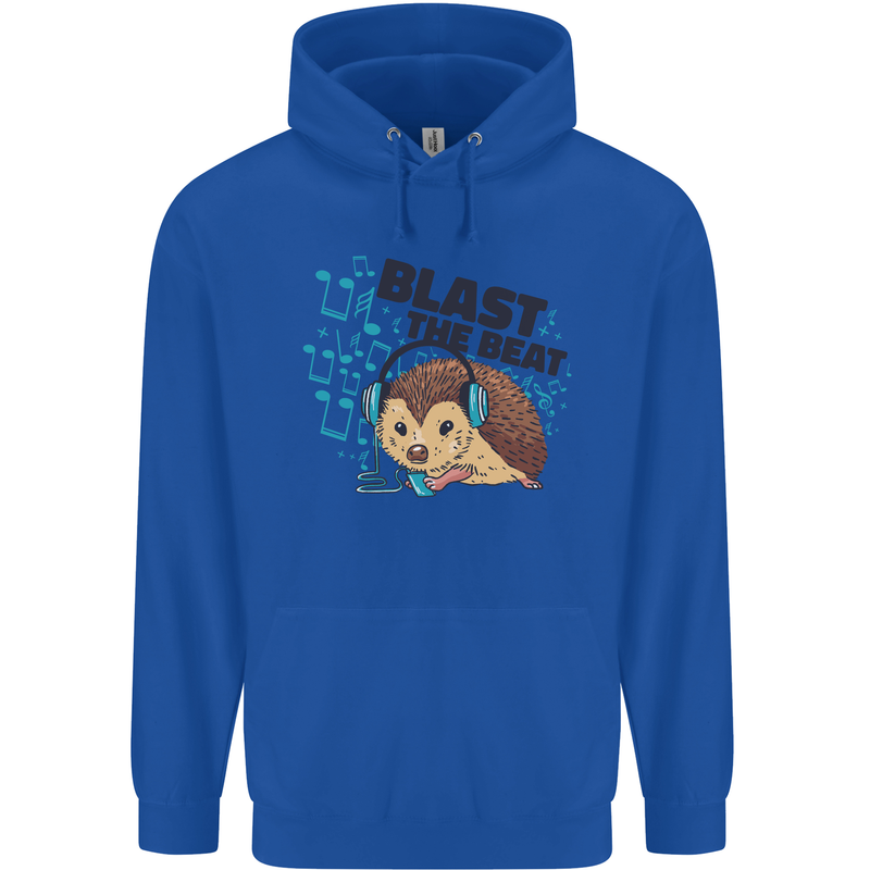 A Music DJ Hedgehog Headphones Dance Mens 80% Cotton Hoodie Royal Blue