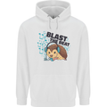 A Music DJ Hedgehog Headphones Dance Mens 80% Cotton Hoodie White