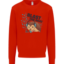 A Music DJ Hedgehog Headphones Dance Mens Sweatshirt Jumper Bright Red