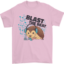 A Music DJ Hedgehog Headphones Dance Mens T-Shirt 100% Cotton Light Pink