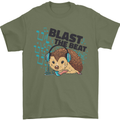 A Music DJ Hedgehog Headphones Dance Mens T-Shirt 100% Cotton Military Green