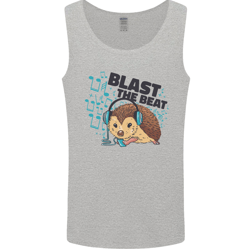 A Music DJ Hedgehog Headphones Dance Mens Vest Tank Top Sports Grey