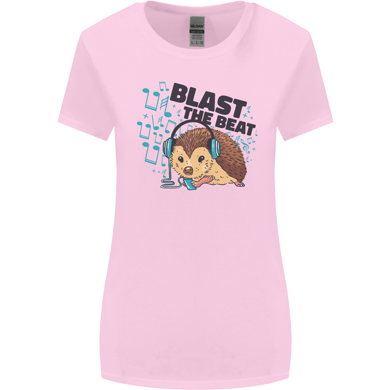A Music DJ Hedgehog Headphones Dance Womens Wider Cut T-Shirt Light Pink
