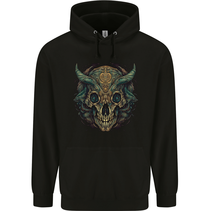A Mystical Bull Skull Demonic Evil Fantasy Childrens Kids Hoodie Black