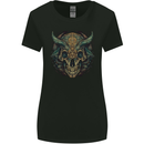 A Mystical Bull Skull Demonic Evil Fantasy Womens Wider Cut T-Shirt Black