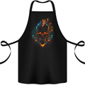 A Neon Skull With Flames Fantasy Demon Cotton Apron 100% Organic Black