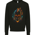 A Neon Skull With Flames Fantasy Demon Kids Sweatshirt Jumper Black