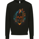 A Neon Skull With Flames Fantasy Demon Kids Sweatshirt Jumper Black