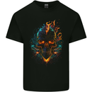 A Neon Skull With Flames Fantasy Demon Kids T-Shirt Childrens Black