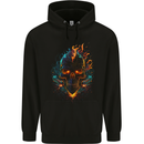 A Neon Skull With Flames Fantasy Demon Mens 80% Cotton Hoodie Black
