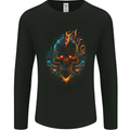 A Neon Skull With Flames Fantasy Demon Mens Long Sleeve T-Shirt Black