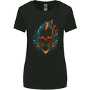 A Neon Skull With Flames Fantasy Demon Womens Wider Cut T-Shirt Black
