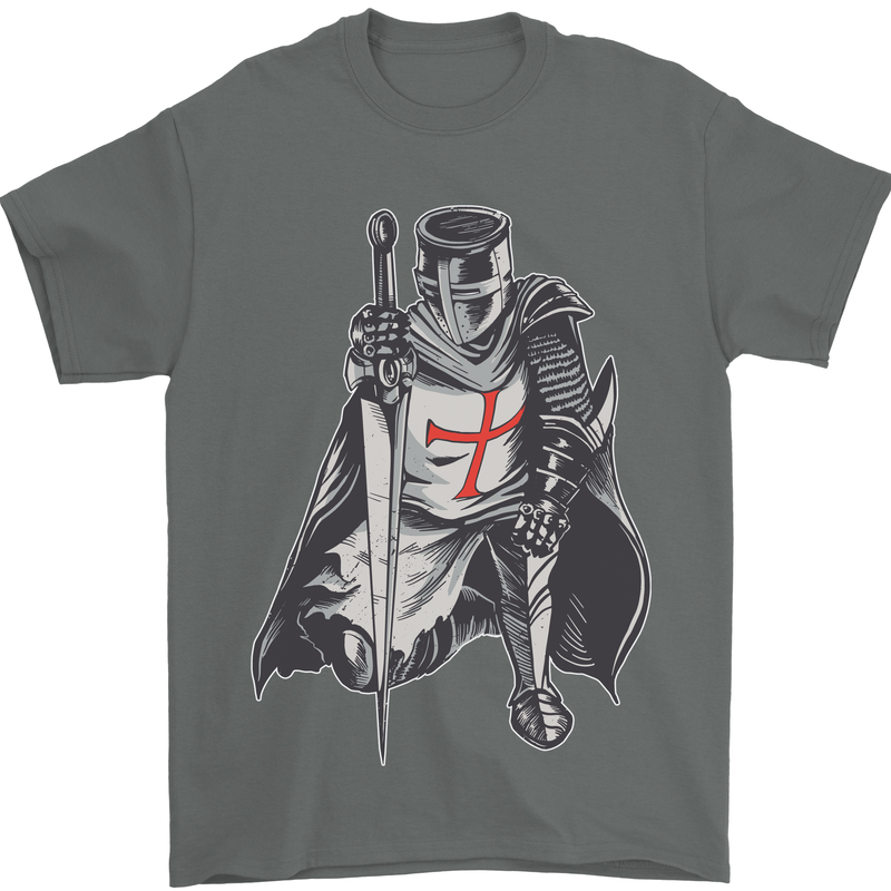 A Nights Templar St. George's Day England Mens T-Shirt Cotton Gildan Charcoal