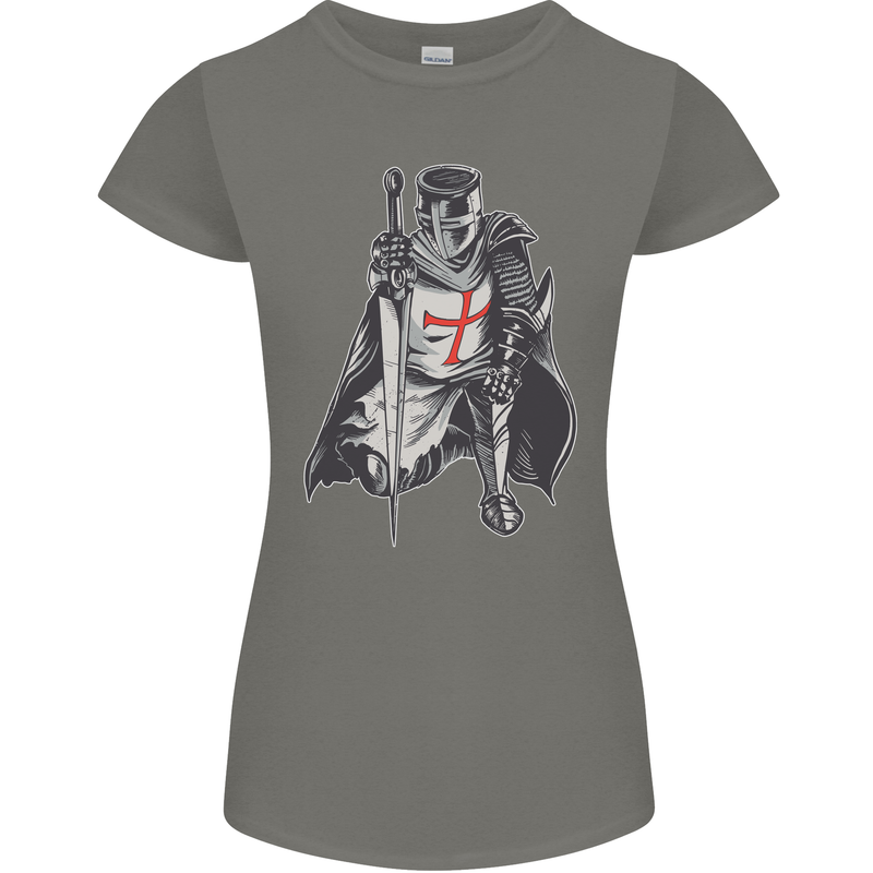 A Nights Templar St. George's Day England Womens Petite Cut T-Shirt Charcoal