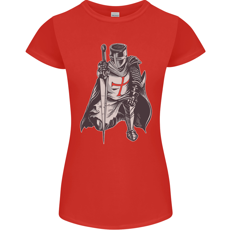 A Nights Templar St. George's Day England Womens Petite Cut T-Shirt Red
