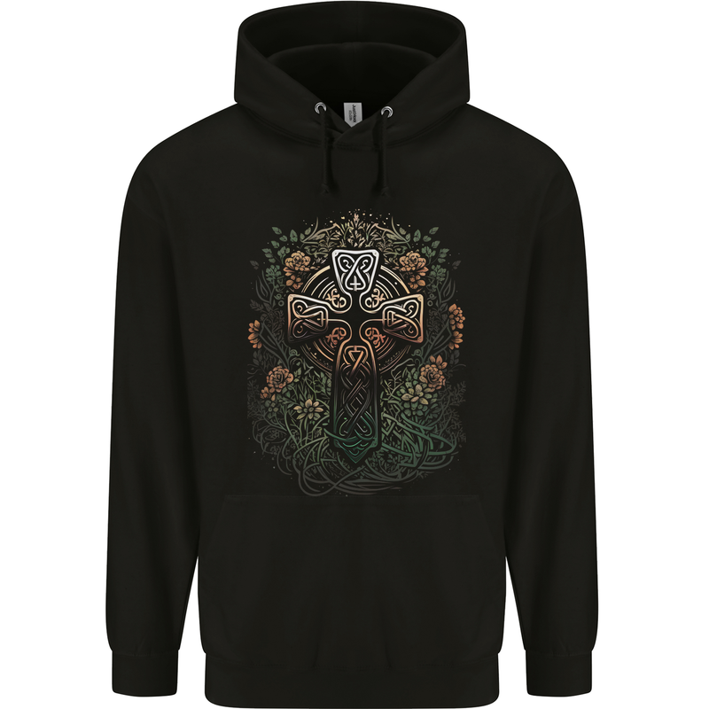 A Pagan Celtic Cross Mens 80% Cotton Hoodie Black