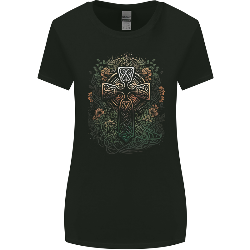 A Pagan Celtic Cross Womens Wider Cut T-Shirt Black
