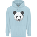 A Panda Bear Face Childrens Kids Hoodie Light Blue