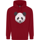 A Panda Bear Face Childrens Kids Hoodie Red