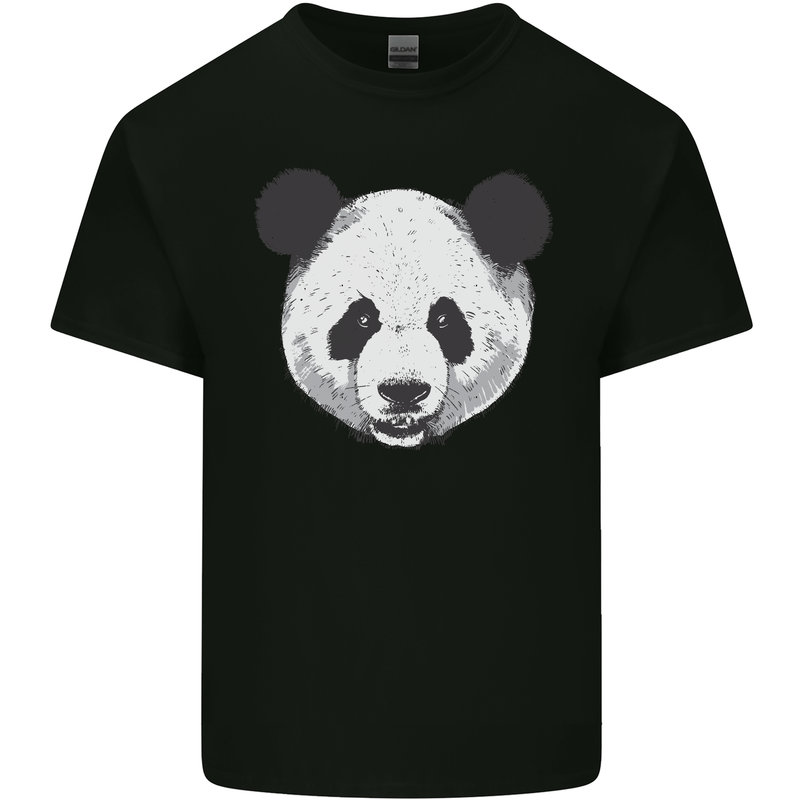 A Panda Bear Face Kids T-Shirt Childrens Black