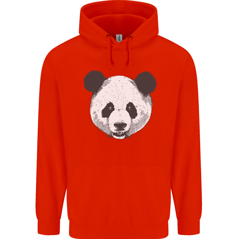 A Panda Bear Face Mens 80% Cotton Hoodie Bright Red