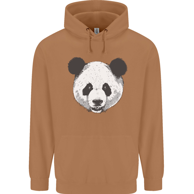 A Panda Bear Face Mens 80% Cotton Hoodie Caramel Latte