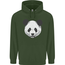 A Panda Bear Face Mens 80% Cotton Hoodie Forest Green