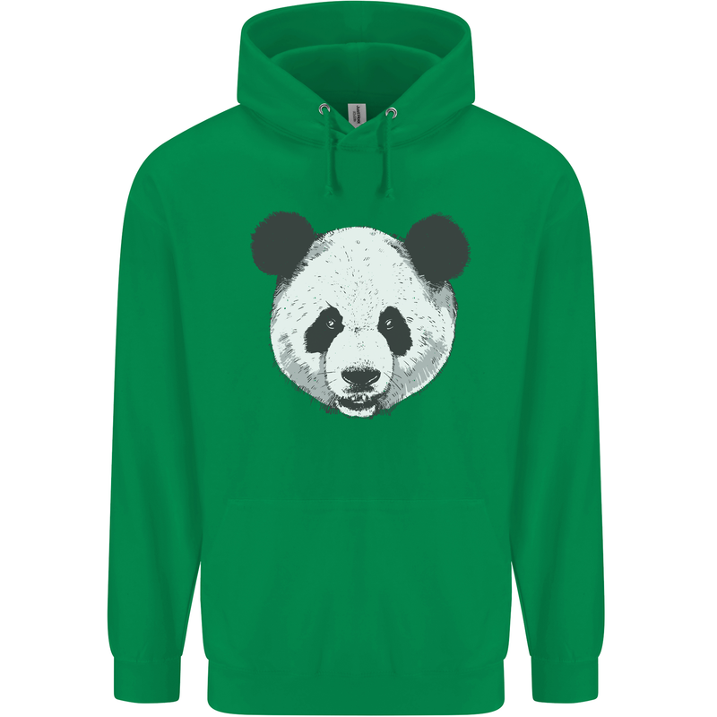 A Panda Bear Face Mens 80% Cotton Hoodie Irish Green