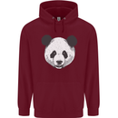 A Panda Bear Face Mens 80% Cotton Hoodie Maroon